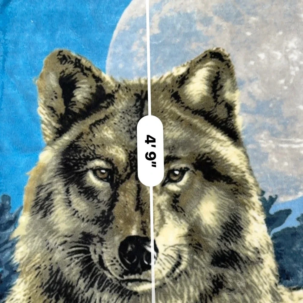 James A Meger Wolf Moon Fleece Blanket Blue Grey Nature Throw 4x5 Plush Blanket